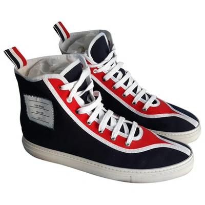Pre-owned Thom Browne Cloth High Trainers In Navy
