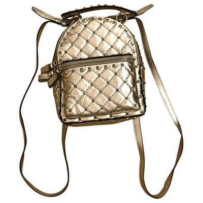 Pre-owned Valentino Garavani Rockstud Spike Silver Leather Backpack
