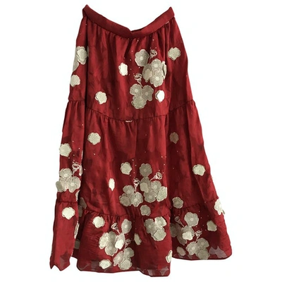 Pre-owned Razan Alazzouni Maxi Skirt In Red