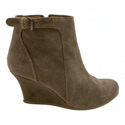 Pre-owned Lanvin Ankle Boots In Beige