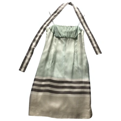 Pre-owned Max Mara Silk Mid-length Dress In Ecru