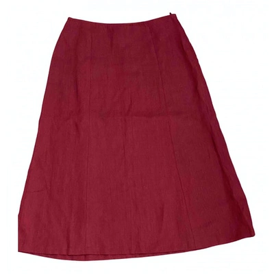 Pre-owned Max Mara Linen Mid-length Skirt In Red