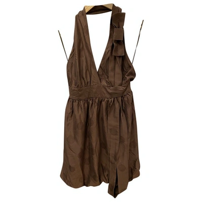 Pre-owned Stella Mccartney Silk Mini Dress In Brown