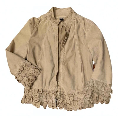 Pre-owned Roberto Cavalli Beige Suede Leather Jacket