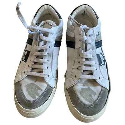 Pre-owned Philipp Plein Original Leather Low Trainers In White