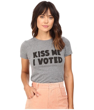 Rachel Antonoff - Kiss Me I Voted Unisex Tri-blend Tee (heather Grey) Women's T Shirt