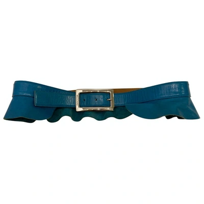 Pre-owned Moschino Leather Belt In Turquoise