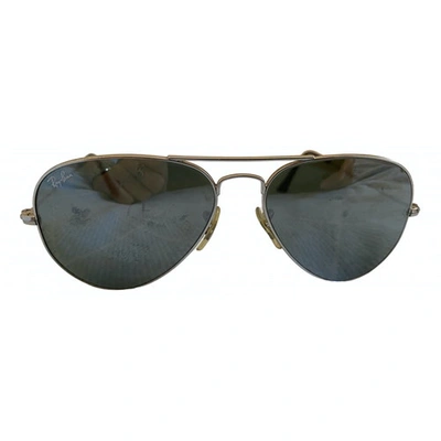 Pre-owned Ray Ban Aviator Grey Metal Sunglasses