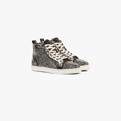 Christian Louboutin Louis Orlato High-top Patent-leather Trainers In Grey