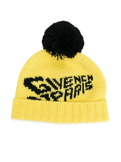 Givenchy Babies' Logo Knit Wool Beanie In Yellow