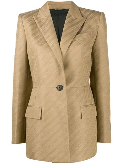 Givenchy Wool Logo Woven Tailored Blazer In Brown