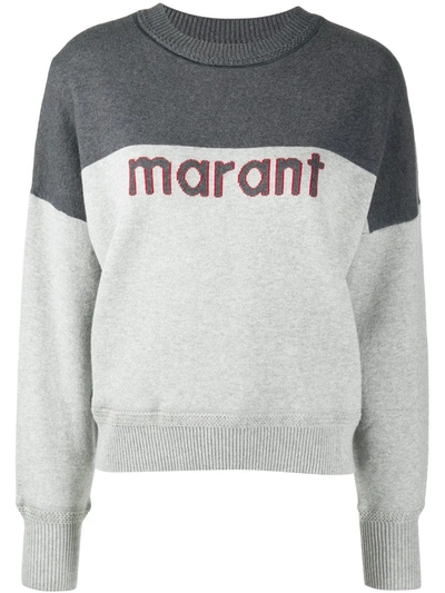 Isabel Marant Étoile Long-sleeved Knitted Logo Jumper In Grey