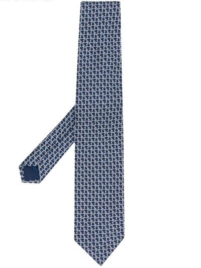 Ferragamo Pointed Silk Tie In Blue