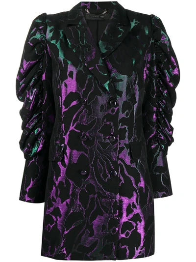 Federica Tosi Metallic-jacquard Blazer Dress In Black