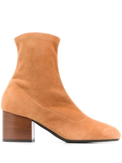 Marni Square Toe Ankle Boots In Brown