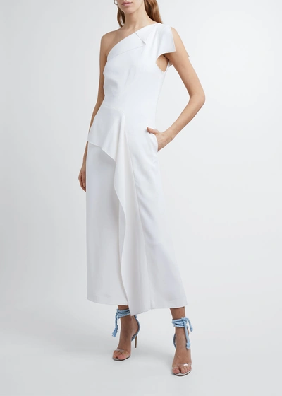 Roland Mouret Tanum One-shoulder Crepe Dress In White