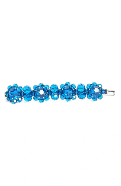 Simone Rocha Little Flower Beaded Hair Clip In Royal Blue