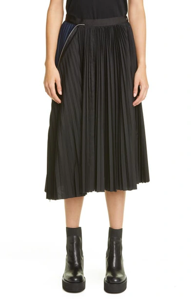 Sacai Zip Detail Pleated Skirt In Black
