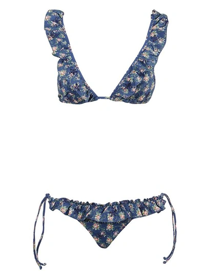 Anjuna Bikini Rouches In Verde/blu