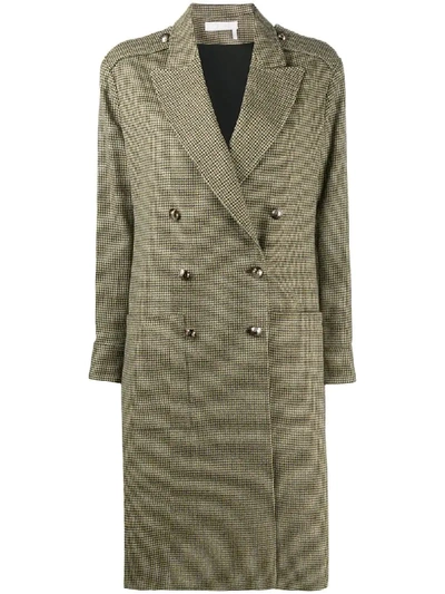 Chloé Houndstooth Double-breasted Coat In Neutrals