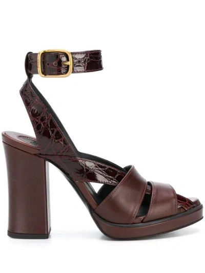 Chloé Daisy 90mm Block Heel Sandals In Brown