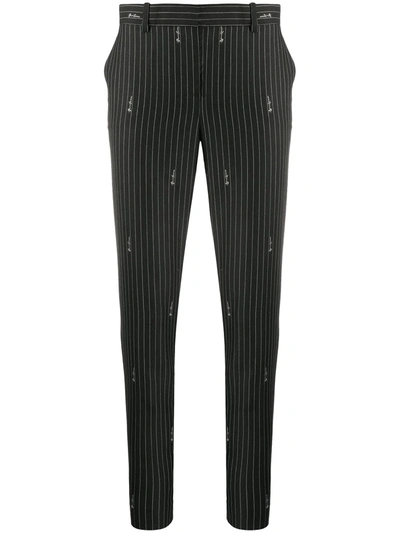 Versace Pinstripe Tailored Trousers In Black