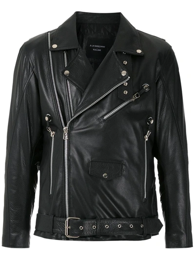 À La Garçonne Leather Biker Jacket In Black