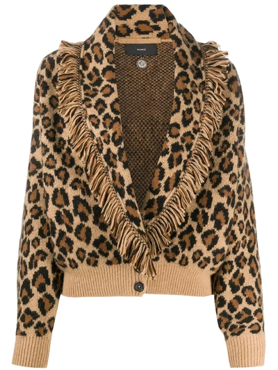 Alanui Leopard Print Cardigan In Brown