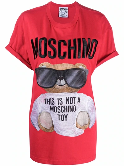 Moschino Teddy Logo Printed T-shirt In Red