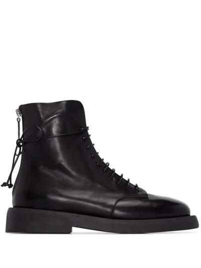 Marsèll Gomme Leather Combat Boots In Black