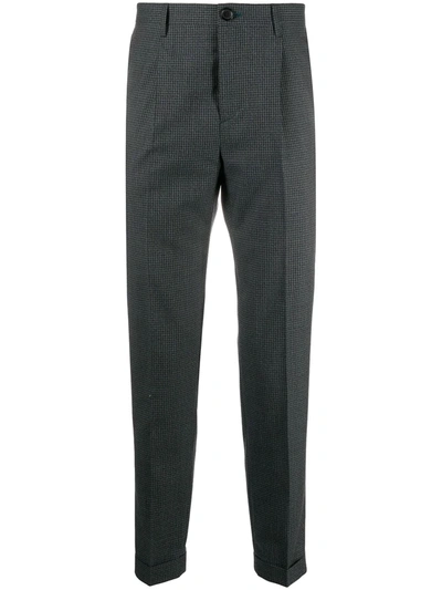 Paul Smith Fine Check Pattern Slim-fit Trousers In Blue