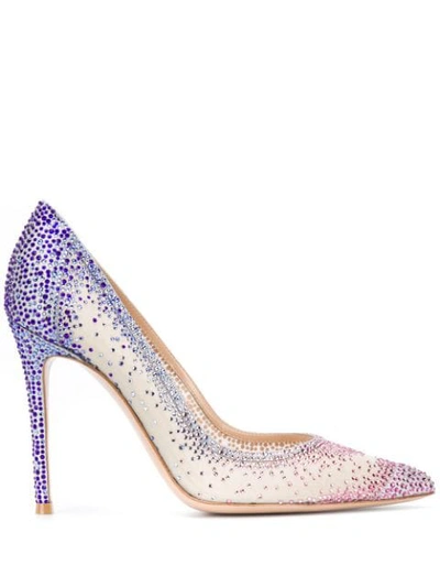 Gianvito Rossi Embellished Pointed Toe Heels In Blue