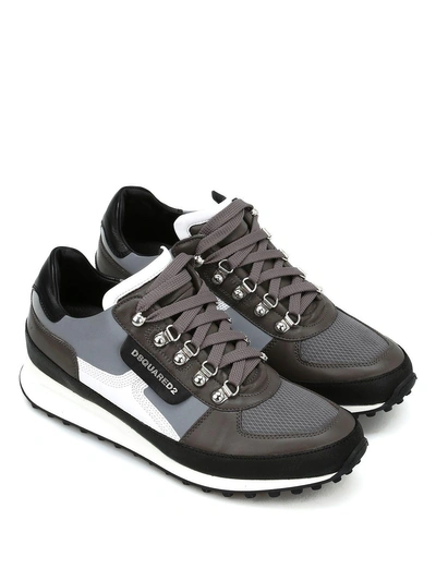 Dsquared2 Dean Goes Hiking Leather Shoes In Grey/white