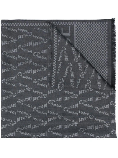 Versace V Logo Intarsia-knit Scarf In Black