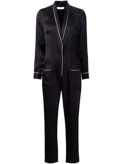 Fleur Du Mal Pyjama Jumpsuit In Black