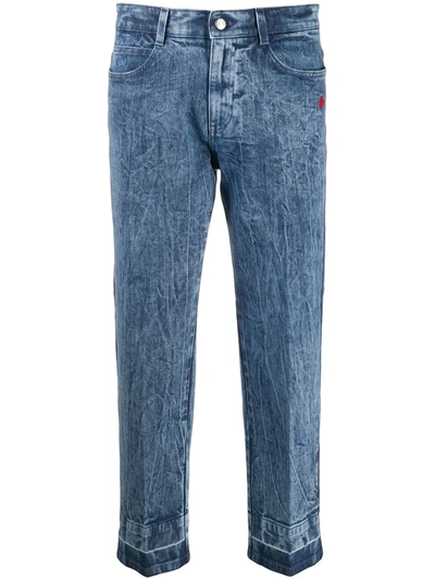 Stella Mccartney Heart-embroidered Cropped Jeans In Blue