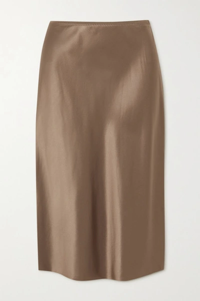 Joseph Isaak Silk-satin Midi Skirt In Taupe