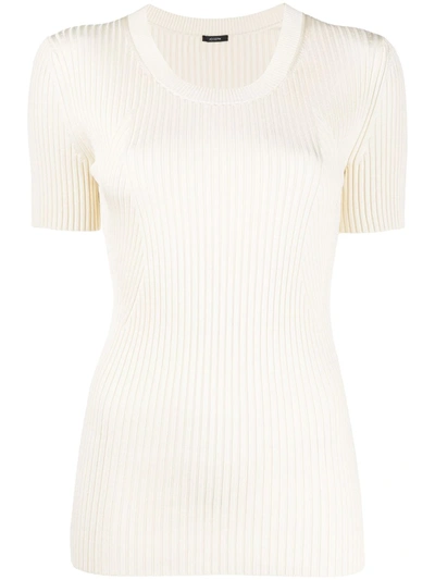 Joseph Ribbed Knit T-shirt In Neutrals