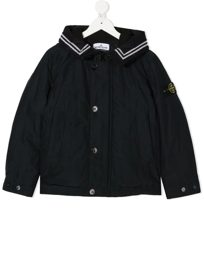 Stone Island Teen Logo-patch Padded Jacket In Blue