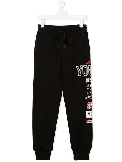 Msgm Kids' Logo Print Sweatpants In Black