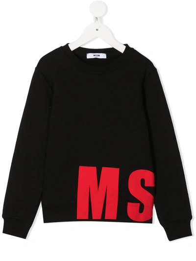 Msgm Kids' Logo Print Jumper In Black