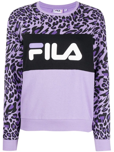 Fila Leopard-print Sweatshirt In Purple