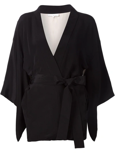 Fleur Du Mal Haori Silk Robe In Black Blush