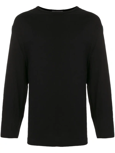 Yohji Yamamoto Quiet Please Long-sleeve T-shirt In Black