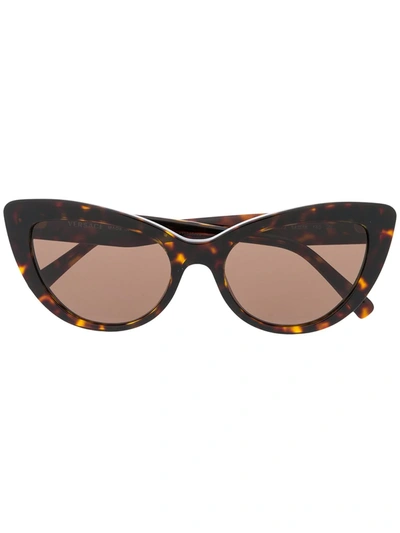 Versace Oversized Sunglasses In Brown