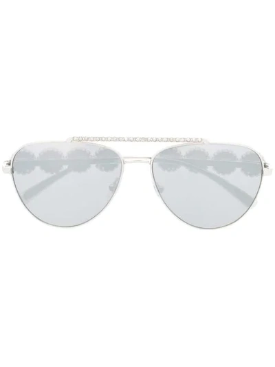 Versace Oversized Aviator Sunglasses In Silver