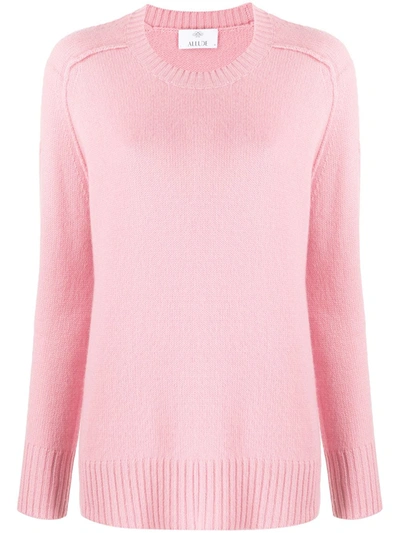 Allude Ribbed-trim Crew Neck Jumper In Pink