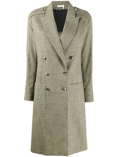 Chloé Houndstooth Pattern Double-breasted Coat In Neutrals