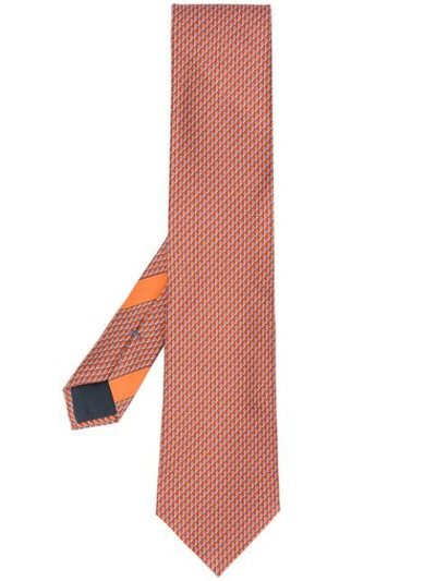 Ermenegildo Zegna Geometric Print Silk Tie In Orange