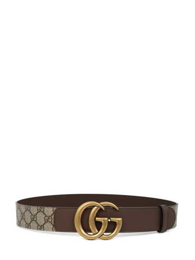 Gucci Double G Buckle Gg Belt In Brown